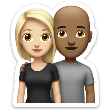 girl with black and blonde hair with bald man boyfriend sticker