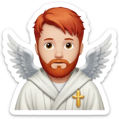 red hair, white bearded man angel sticker