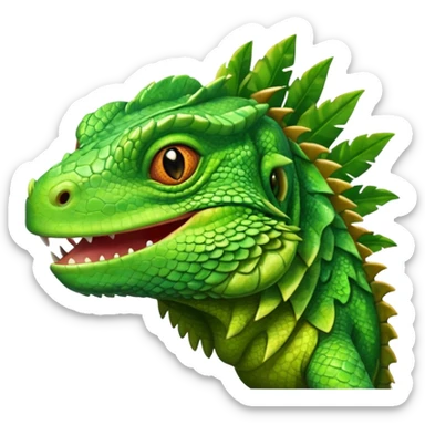 iguana's face with a happy face sticker