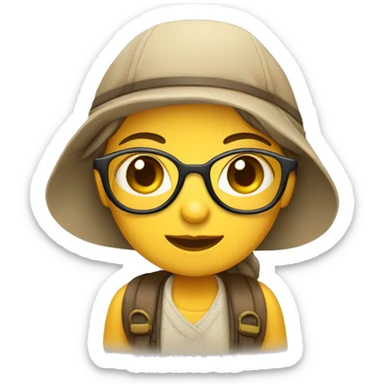 Female cute chibby traveler woth eyeglasses sticker