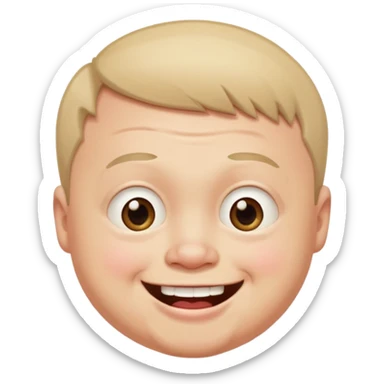 A man with Downs syndrom and CP making a funny face sticker