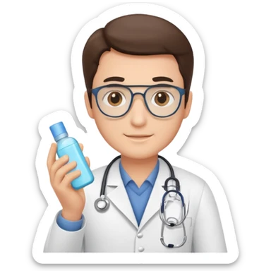 doctor man holding skincare products sticker