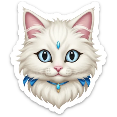Neva masquerade cat, very fluffy, with pale blue eyes and rose nose sticker