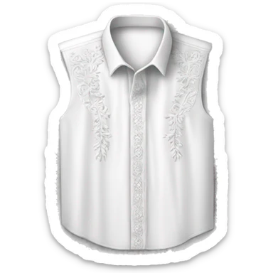 White vyshyvanka shirt with white embodiary sticker