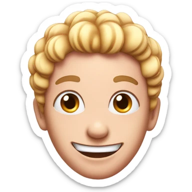 pink characther with only one piece of hair on their head smiling and with big ees sticker