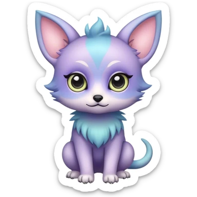 Adorable colorful chibi pastel edgy animal hybrid full body, big Eyes sticker