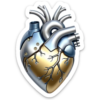 sorayama heart glossy metal organic shapes jounts glow lights inside sfw sticker