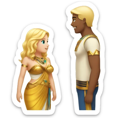 chubby girl with blond highlights talking to an egyptian man sticker