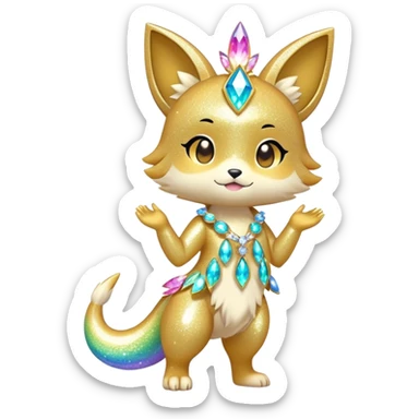 Cute Kawaii Chibi Anthro Sona Pretty Shiny Colorful Sparkly Fakemon-Sona Full Body sticker