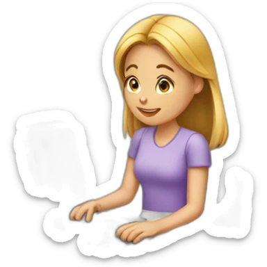girl typing in phone sticker