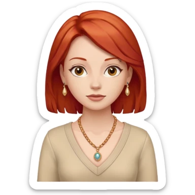 lady-in-beige-clothes-,-red-hair,-wearing-necklace sticker