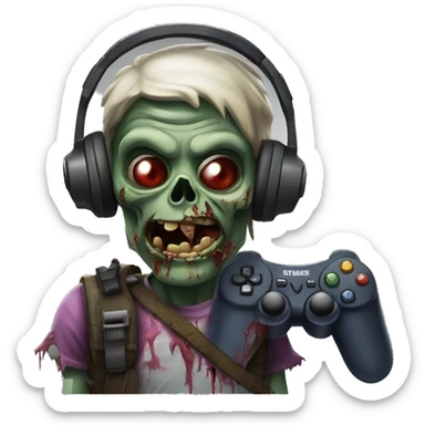Zombie avec manette et casque gaming sticker