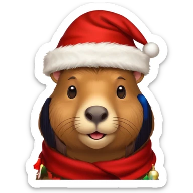 Capibara con gorro de navidad sticker