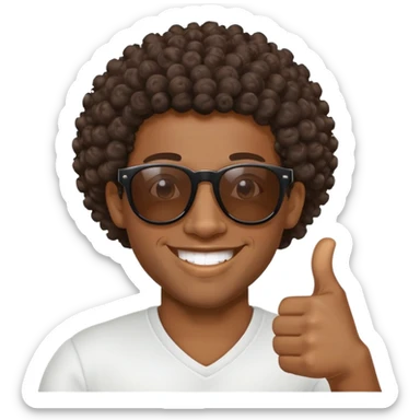 African Black tribal man with curly hair wearing sunglasses smiling thumbs up sticker