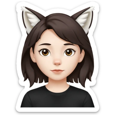 Femboy au cheveux marron foncé avec des oreilles de lynx blanc sticker