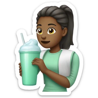 Protein shake girl drink mint clothes sticker