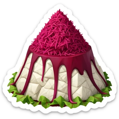Tiny mountain of chrein with beetroot sticker