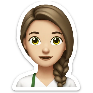 white girl with straight brown hair and green eyes cooking sticker