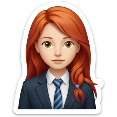 long red haired woman with tie and blazer sticker