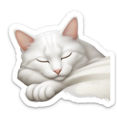 White cat sleeping  sticker