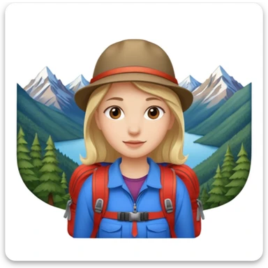 girl backpacking, travelling mountains background sticker