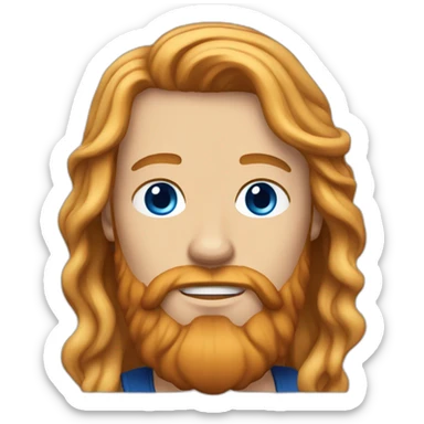 an english man in his twenties with long wavy blonde hair and a red beard with blue eyes sticker