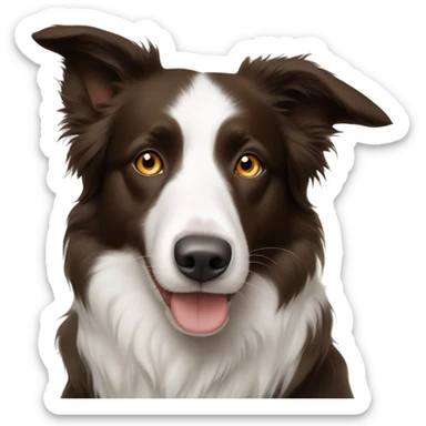 border collie brown and white with one blue eye and other brown ye sticker