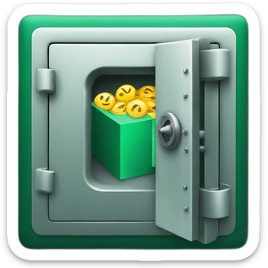 open safe in the middle of the emerald sticker