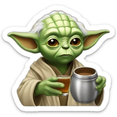 Yoda drinking a mate sticker