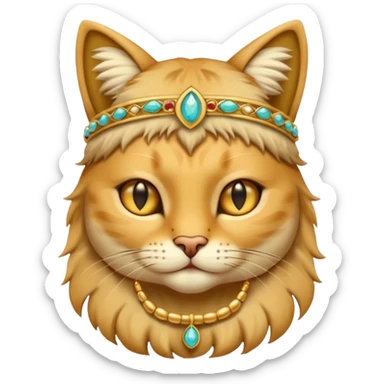 ancient cat with gold jewerly on head sticker