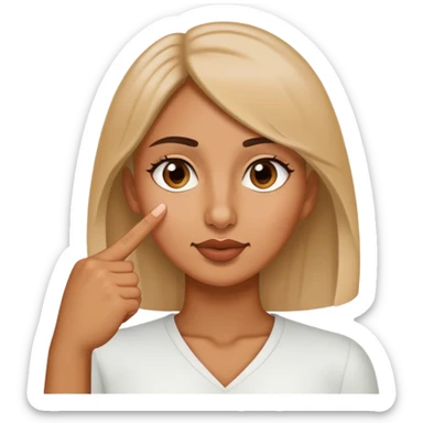 Woman touching her nose with one index finger sticker