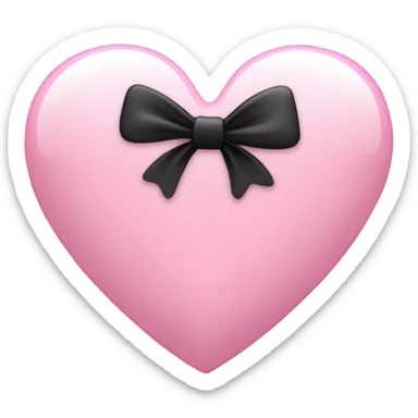 light pink heart with a black bow glassy sticker