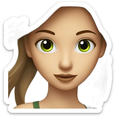 Golf swing beautiful girl head brown with a green eyes in the beach  sticker