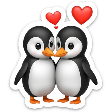 A pingouin sending a kiss with a red heart  sticker