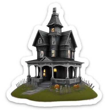 Haunting graveyard field Victorian mansion birdhouse  sticker
