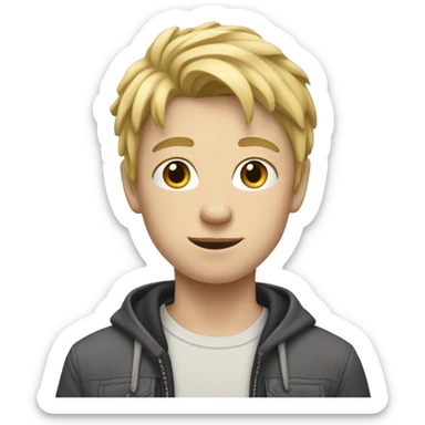 Teen boy with blond hair and white skin sticker