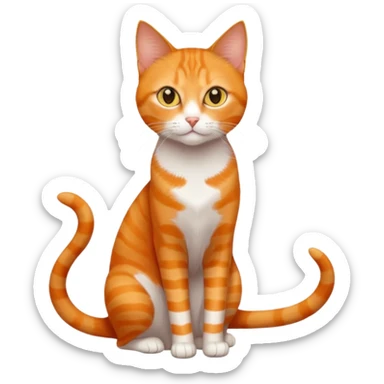 full body orange domestic shorthair slim cat with yellow/orange eyes  sticker