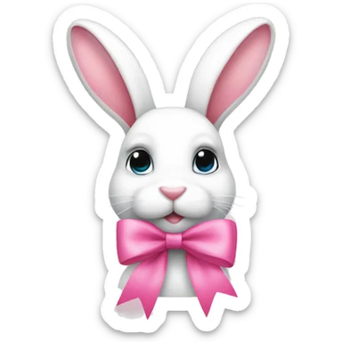 pink bow on bunny sticker