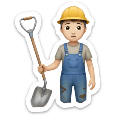 человек стоит с лопатой sticker