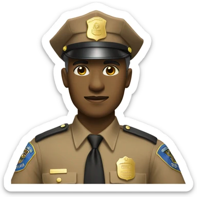 police wearing brown shirt no hat gold badge tan tie sticker