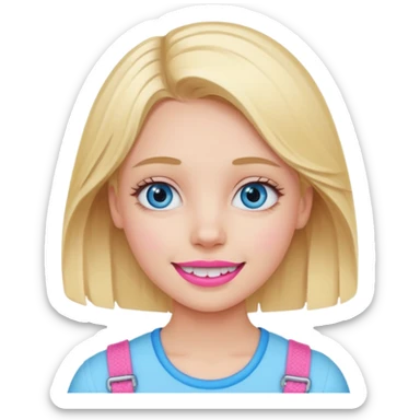 Blonde blue eye clean girl with pink braces sticker