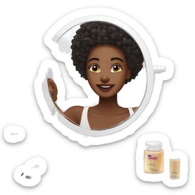 skincare routine on a white makeup vanity with mirror  sticker