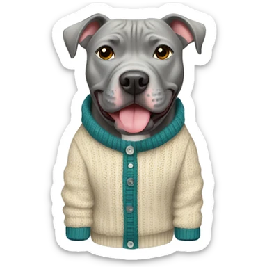grey pitbull dog wearing a sweater sticker