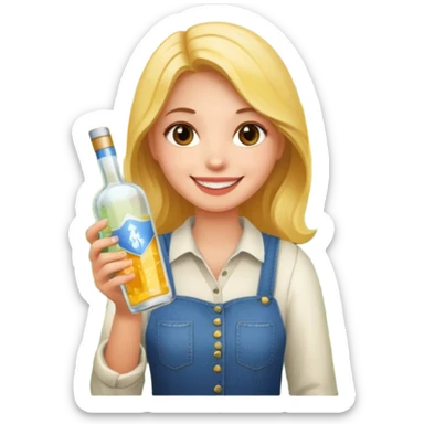 Girl in corn field holding vodka at party sticker