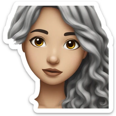 Beautiful girl,Black hair,wavy hair，long hair,Black eyes,white skin, sleeping sticker