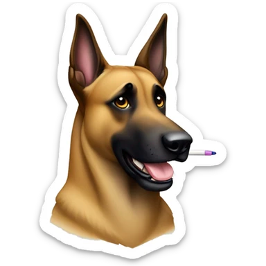 malinois prends des notes avec un crayon sticker
