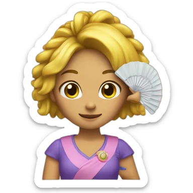 chica con abanico en la mano sticker