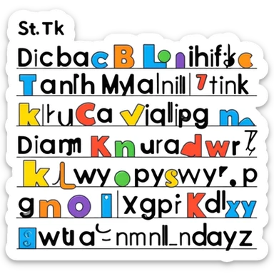 Cute English dictionary with alphabet letters sticker