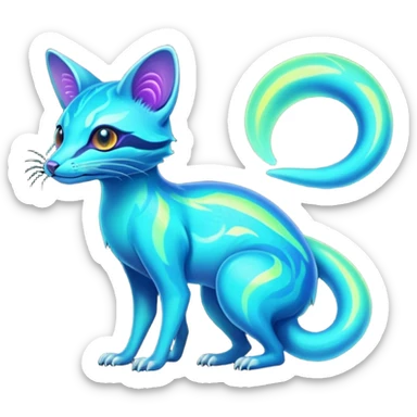 Exotic futuristic bioluminescent translucent transparent lush warm-colored neon-glowing iridescent Fakémon-Fionbri-Vernid-Genet-creature sticker