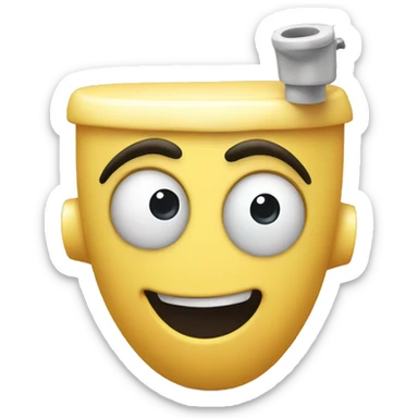 Toilet with a head coming out with big crazy eyes sticker